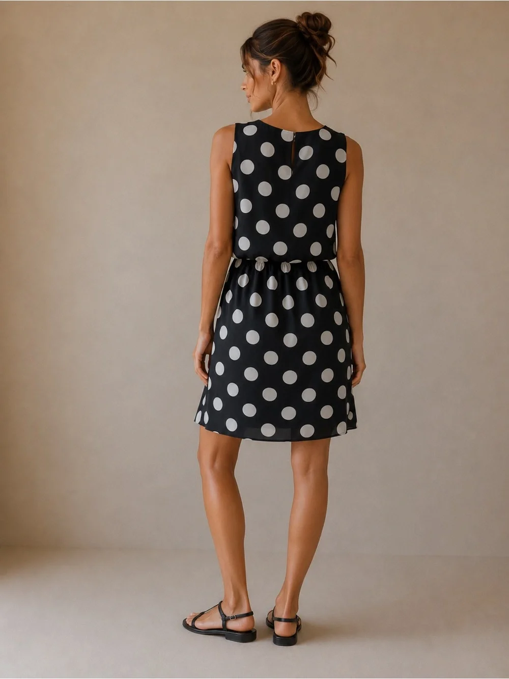 J. Crew Navy and White Polka Dot Sleeveless Mini A-line Dress Size 8